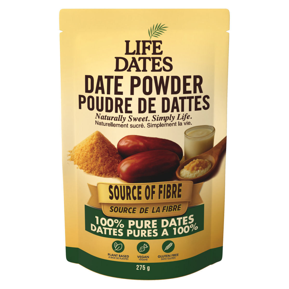 Life Dates Date Powder 275 g pouch, front packaging